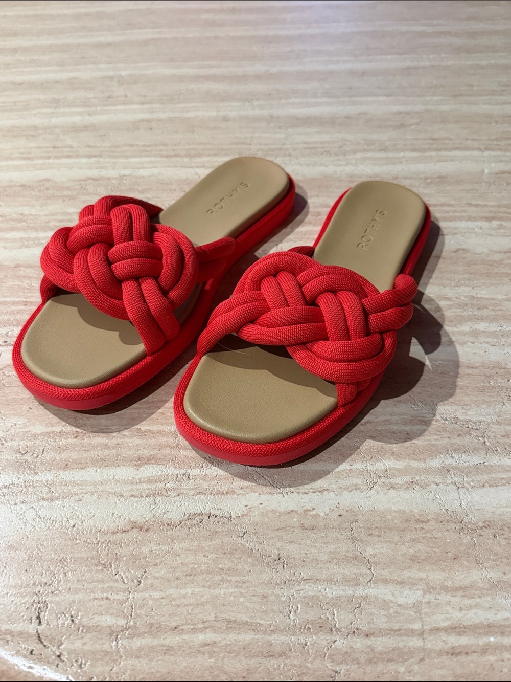 Rothy's Red Knotted Slide Sandals